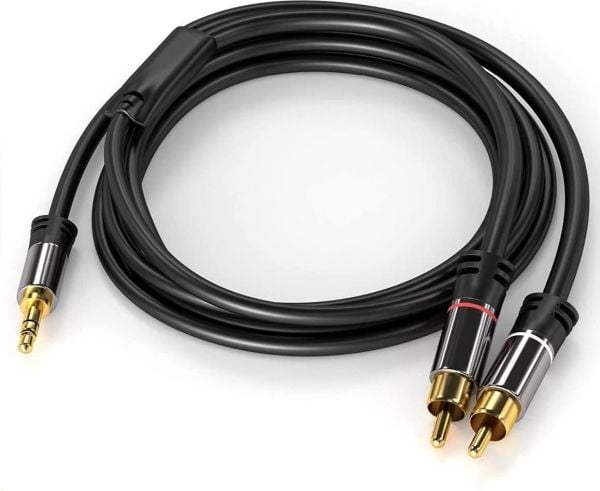 PremiumCord Jack 3,5 mm - RCA (Cinch) x2 kabel 3 m svart (kjqcin3)