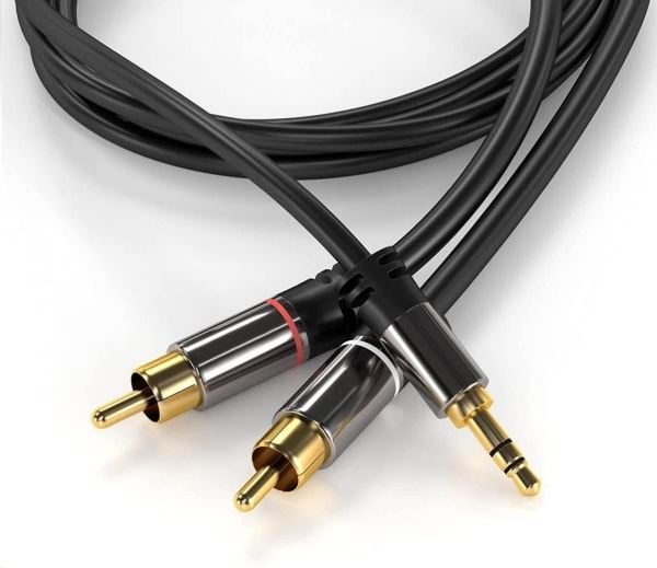 PremiumCord Jack 3,5 mm - RCA (Cinch) x2 kabel 3 m svart (kjqcin3)