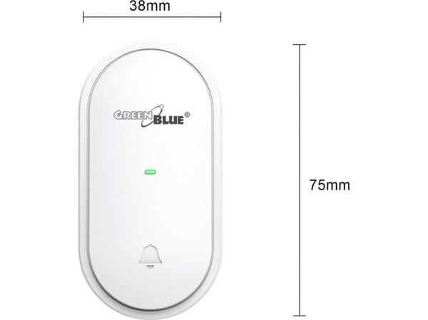 GreenBlue trykknapp til dørklokke, passer GB210, uten batterier, hvit, GB348