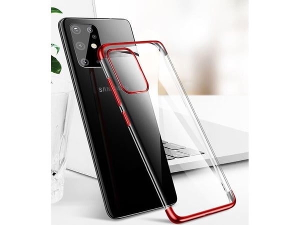 Gjennomsiktig farget gel TPU- cover med elektroplatertramme til Samsung Galaxy A72 4G - blå