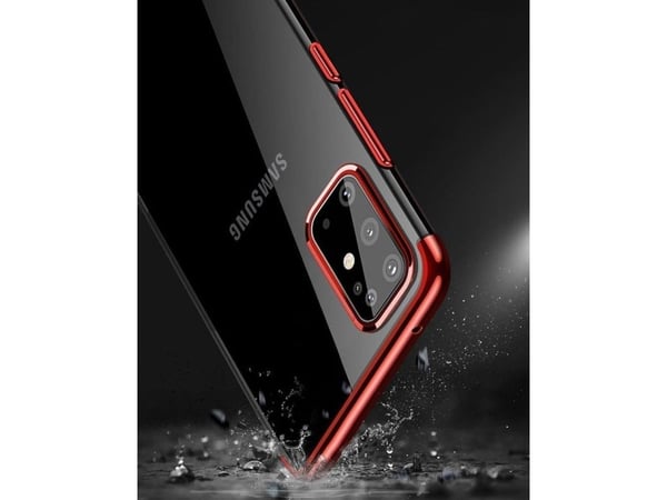 Gjennomsiktig farget gel TPU- cover med elektroplatertramme til Samsung Galaxy A72 4G - blå