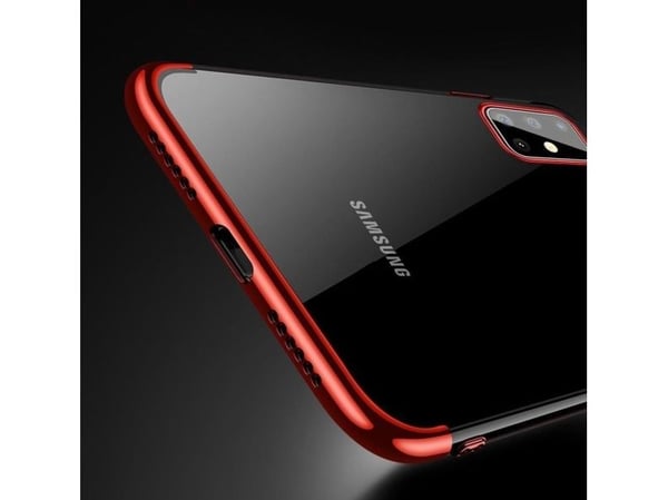 Gjennomsiktig farget gel TPU- cover med elektroplatertramme til Samsung Galaxy A72 4G - blå