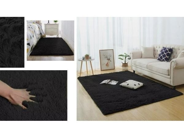 Strado shaggy teppe 60x90 svart (svart)