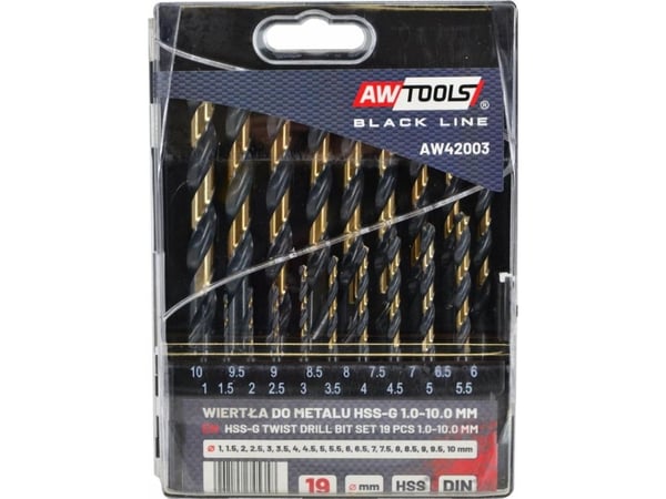 Boresett AWTools metall HSS M2 komplett 19 deler /1,0-10,0 mm/ Premium AW42003
