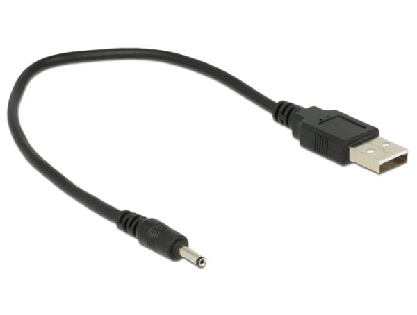 Delock - USB/strøm-kabel - USB (kun strøm) (hann) til 3,0 x 1,1 mm DC-jakk (hann) - 27 cm - svart