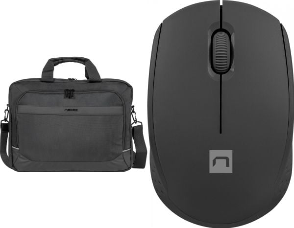 Natec laptopväska Kudu svart 15.6" (NTO-2238) + Stork-mus (NMY-2000)