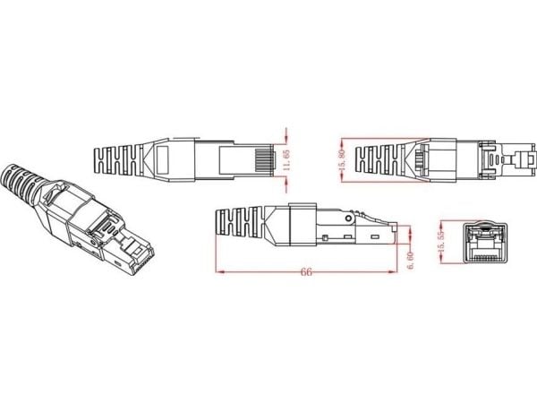 Techly IWP-8P8C-CAT6AS, RJ-45, Hopea