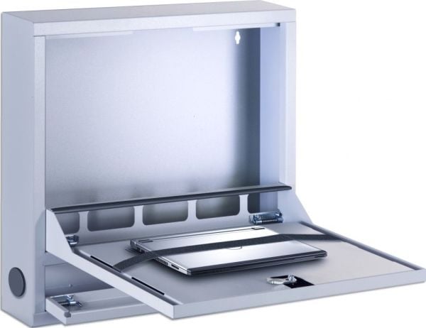 Techly ICRLIM04, Veggmonterbar hylle, Nøkkellås, Forbedret kabelføring, 13,4 kg, Grå