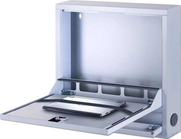 Techly ICRLIM04, Veggmonterbar hylle, Nøkkellås, Forbedret kabelføring, 13,4 kg, Grå