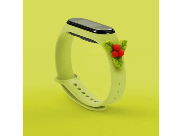 Xmas-rem til Xiaomi Mi Band 3 / 4 - jule silikonarmbånd med kristtorn - grønn