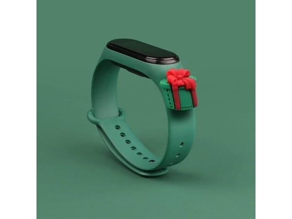 Justerem til Xiaomi Mi Band 3 / 4 - jule silikonarmbånd med gave - mørkegrønn
