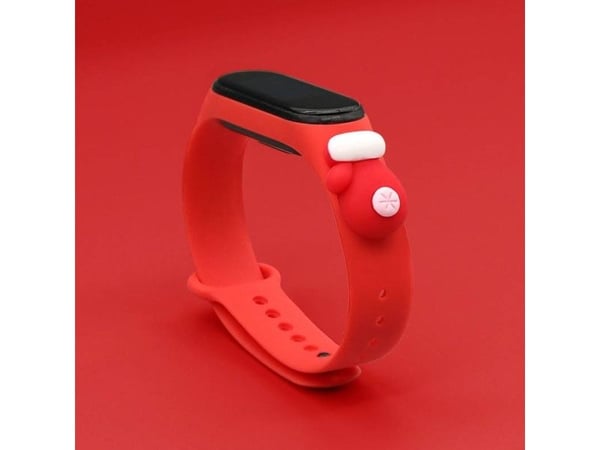 Hurtel: Strap Xmas til Xiaomi Mi Band 5 / 6 jule silikonrem armbånd med hanske - rød