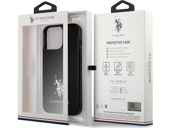 Veske US Polo Assn US Polo USHCP13LUMHK iPhone 13 Pro / 13 6,1" svart/svart solid Horses-logo