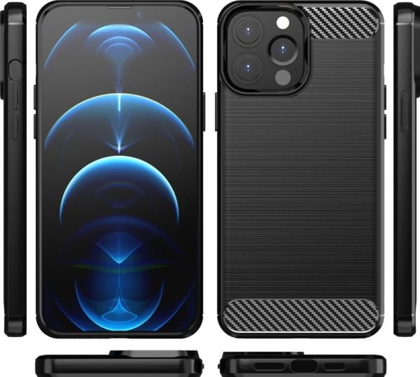 Karbon-etuiet fleksibelt TPU til iPhone 13 Pro - svart