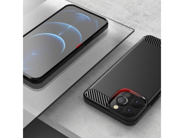 Karbon-etuiet fleksibelt TPU til iPhone 13 Pro - svart