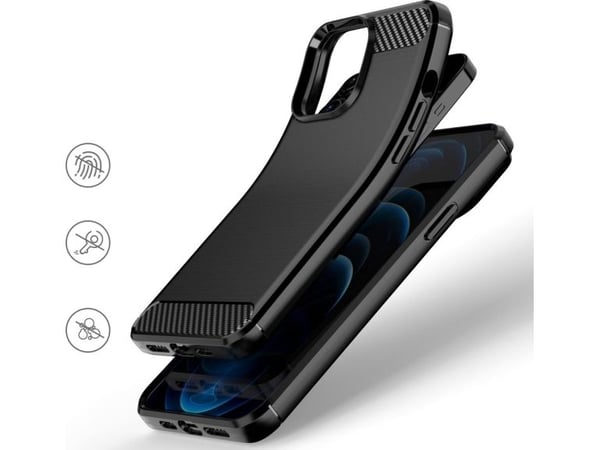 Karbon-etuiet fleksibelt TPU til iPhone 13 Pro - svart