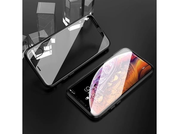 Wozinsky helmagnetisk deksel i hele kroppen med for- og bakside og innebygd glass til Samsung Galaxy A72 4G - svart/transparent
