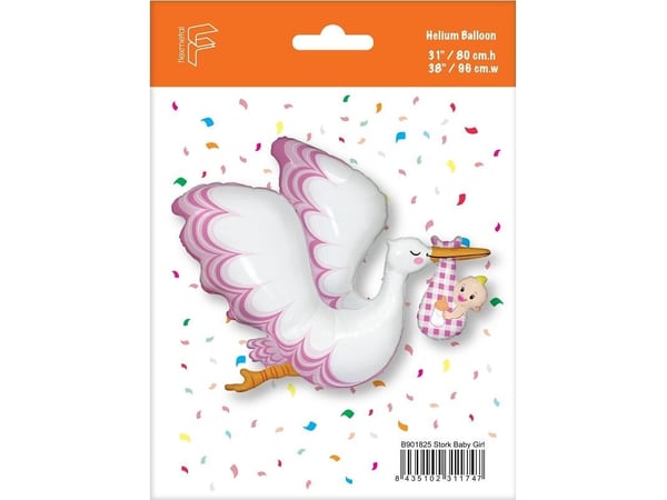Foil Balloon 24" FX BabyGirl Stork B901825 11747