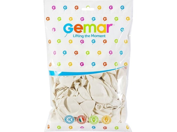 Gemar metallballonger Perlowo-Biale GM110 30 cm 100 stk