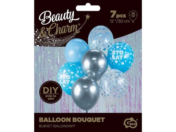 B&C sølvblå ballongbukett A7 BB-SNS7 49074