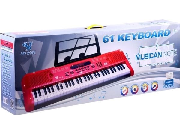 Jokomisiada orgel-keyboard med mikrofon 61 taster rød IN0132