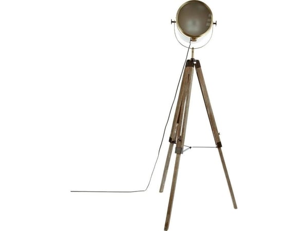 Dekorlampe i bronse/tre/metall - trådramme spot/gulv