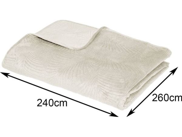 Heminredning Leaf Ivory 240x260 cm överkast i velour