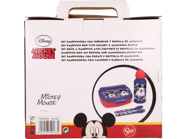 Mickey Mouse - set lunchbox, vattenflaska 400 ml, bestick