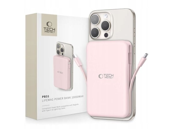 Tech-Protect TECH-PROTECT PB31 LIFEMAG Magsafe powerbank 10000 mAh rosa