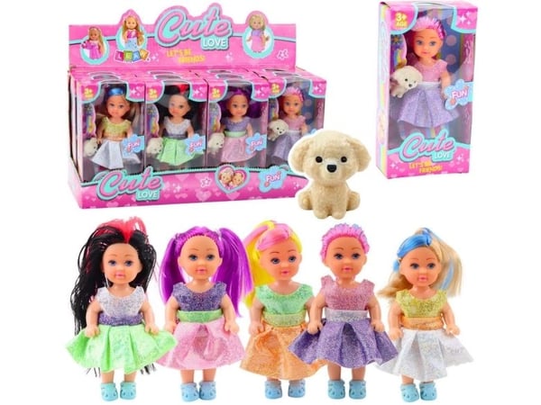 Mini Doll Set Påklädd Hund Docka Docka Mix 12cm