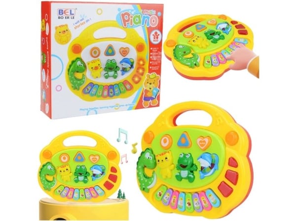 LeanToys musikalsk piano/interaktivt til barn dyrelyder melodier