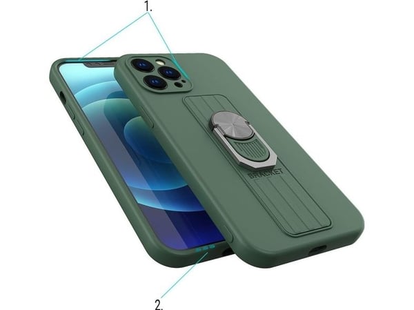 Ring-etui i silikon med fingergrep og stativ til iPhone 13 Pro Max - rød