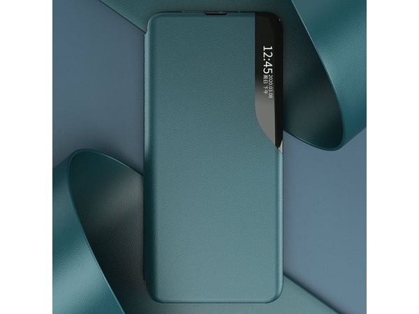 Hurtel Eco Leather View-deksel elegant boketui med stativ for Samsung Galaxy A22 4G - rød