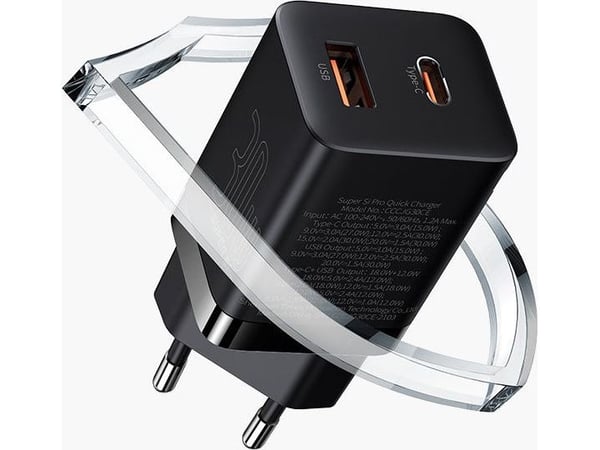 Baseus Super Si Pro laddare USB + USB-C 30W - Juodas