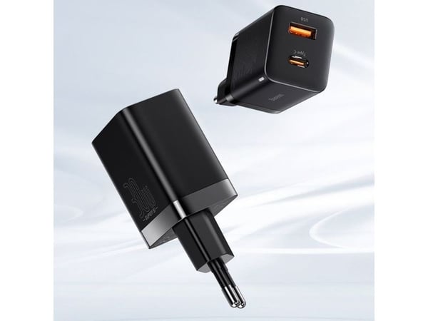 Baseus Super Si Pro snabb laddare USB + USB-C 30W (vit)