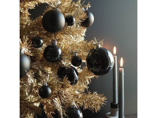 Vilde sett julepyntkuler - knusesikre julekuler svart komplett 16 stk. 5 cm