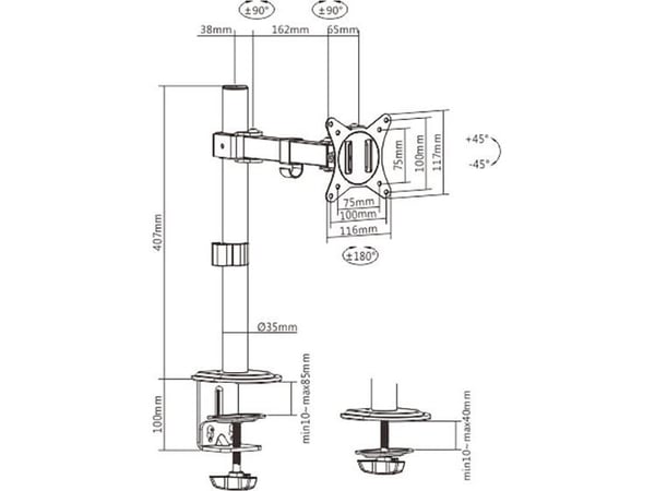 Skrivebordsstativ for skjerm 1 Spacetronik SPA-111