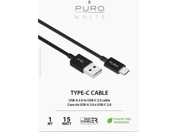 PURO PWCUSBCBLK, 1 m, USB A, USB C, USB 3.2 Gen 1 (3.1 Gen 1), 480000 Mbit/s, Lajittelu