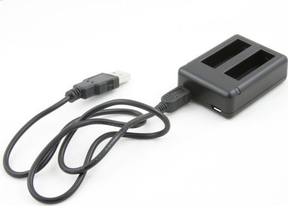 Xrec dobbellader USB til AHDBT-401 / GoPro Hero 4 Black (svart/sølv)