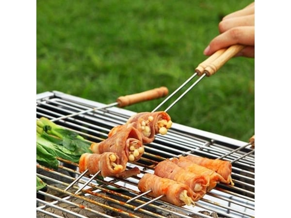 BBQ grillspyd, spyd i stål til kebab, grilltilbehør, 4 stk, 38,5 cm