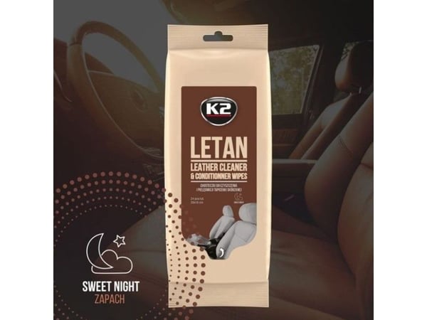 K2 rengöringsservetter för läder, Sweet Night Letan wipes 24 st