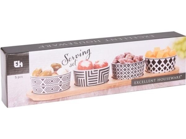 Excellent Houseware snacksbålar i keramik på bricka 125 ml 5 st