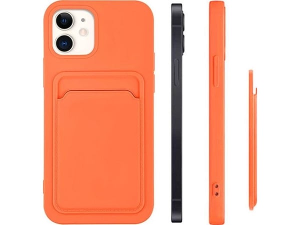 Kortholder i silikon med kortlomme og dokumenter til iPhone 12 Pro Max - oransje