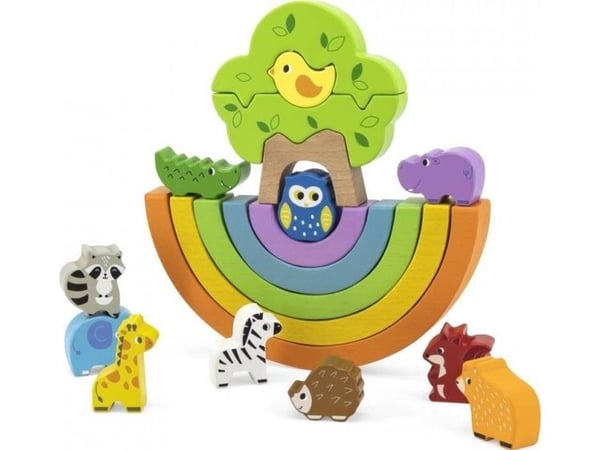 Viga Toys i tre regnbue puslespill klosser kreative Montessori