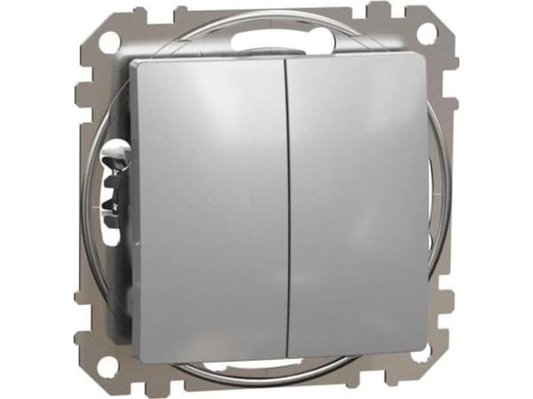 Schneider Electric Sedna Design, kaksoispainike, hopea alumiini