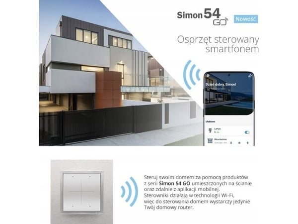 Kontakt-Simon Simon 54 GO tryckknappskontroller – 30 åtgärder för att styra andra styrenheter via smartphone WiFi 230V (modul) matt svart DEK