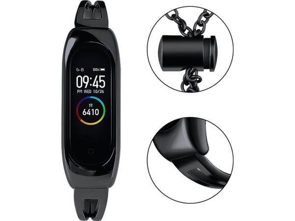 Hurtel utbytbart metallarmband/länkkedja till Xiaomi Mi Band 6/5/4/3, svart