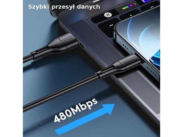 USB-kabel Usams USB-A til Lightning 1 m svart (SJ500USB01)