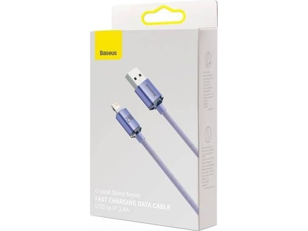 USB-Lightning Baseus Crystal Shine -kaapeli, 2,4A, 1,2 m (violetti)