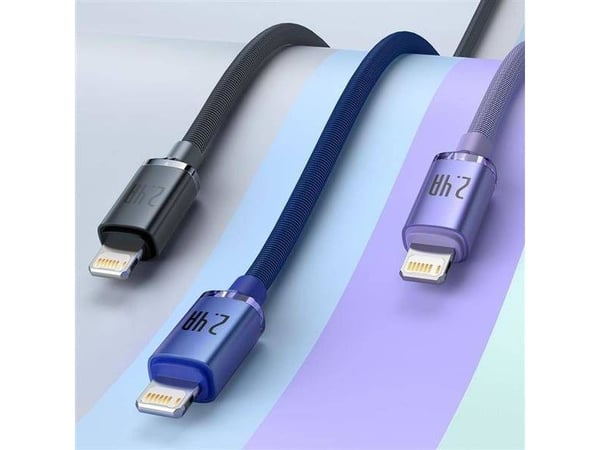 USB-Lightning Baseus Crystal Shine -kaapeli, 2,4A, 1,2 m (violetti)